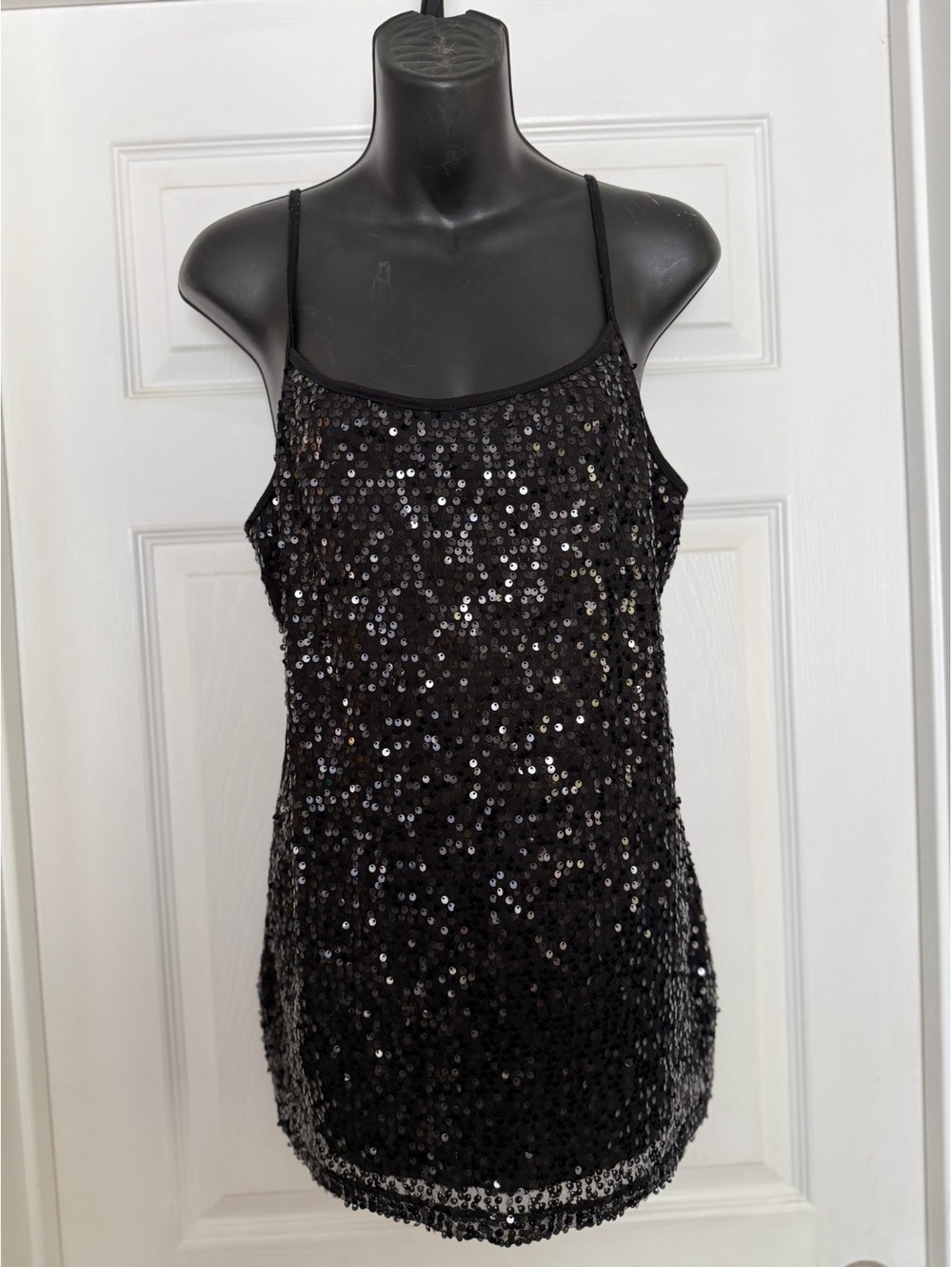 Black sequin camisole top